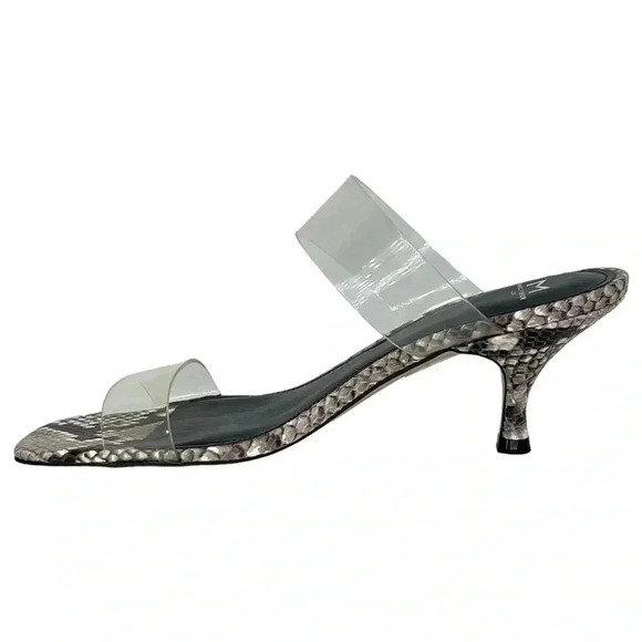 NWOB Marc Fisher Womens Heeled Sandals 8.5M Guadia2 Snake Print Clear Strap - Picture 5 of 14